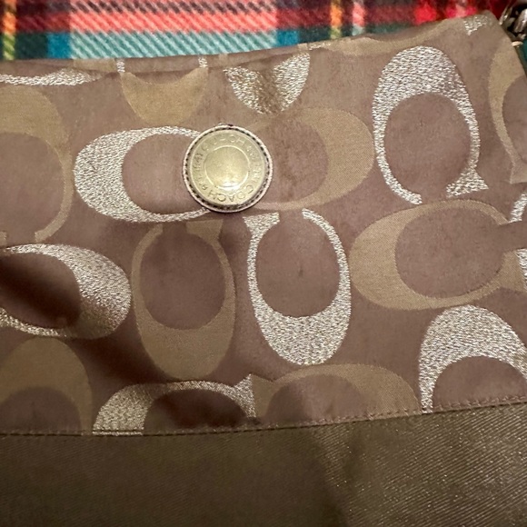 Coach cross body! Silver and shiny! Perfect for the holidays! Canvas strap! - Picture 2 of 3